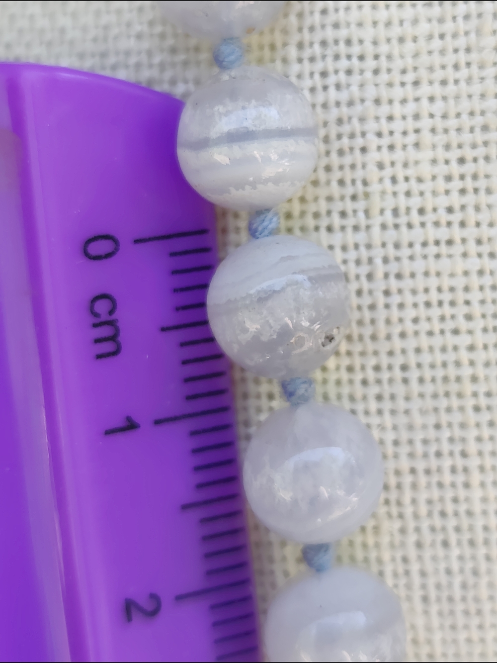 Vintage Blue Lace Agate Beaded Necklace - Light Blue - Picture 5 of 8